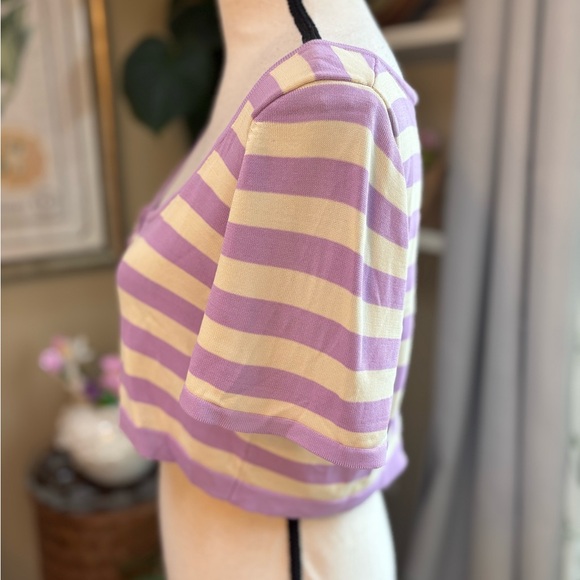 Callahan Lavender and Cream Striped Crop Top - Picture 3 of 7